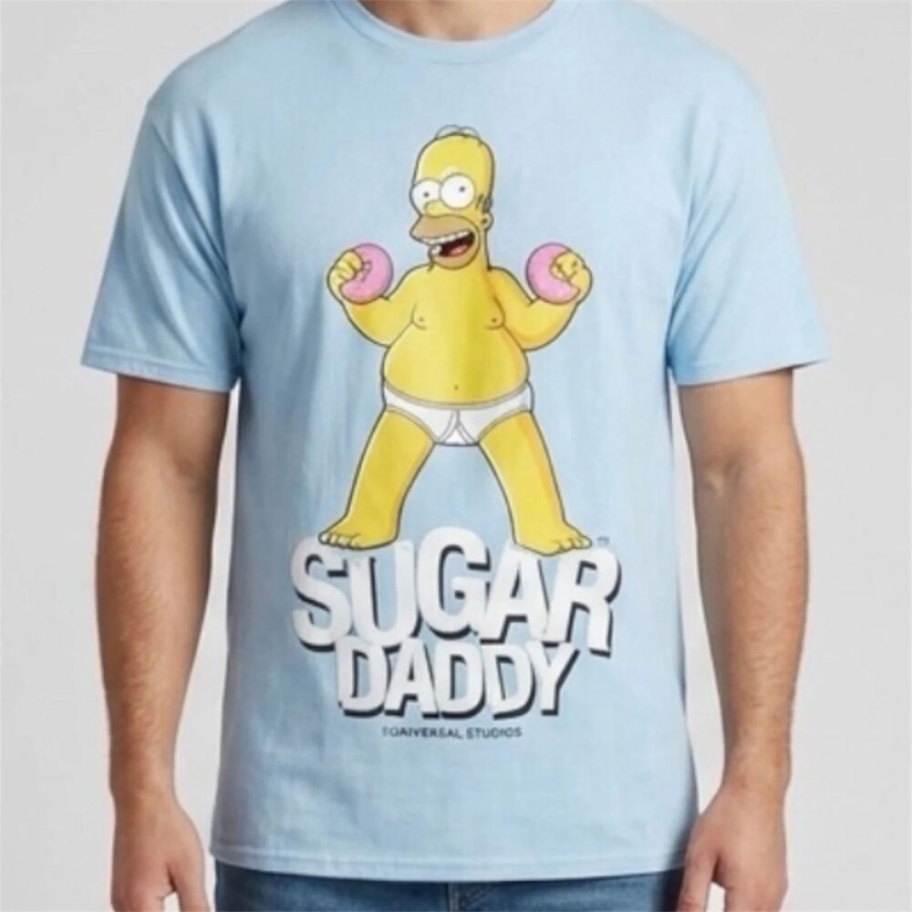 The Simpsons x Universal Studios Homer T Shirt Mens Size Large Blue Sugar Daddy
